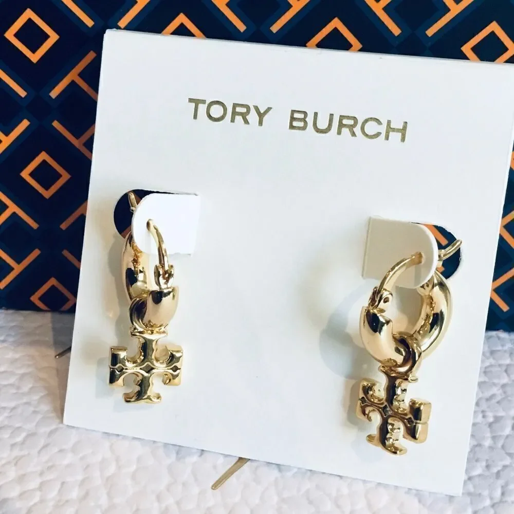 TORY BURCH KIRA MINI HOOPS HUGGIES EARRINGS